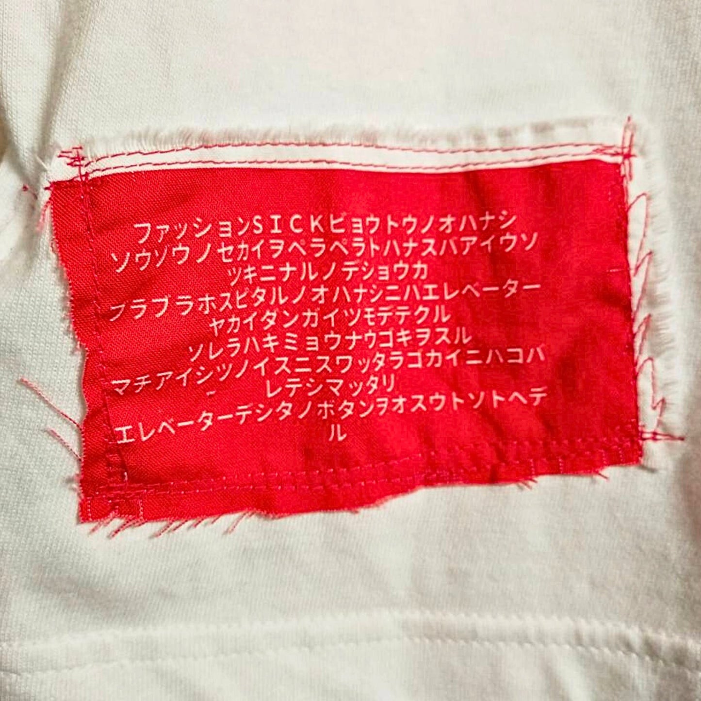 赤ぶち白Tシャツ