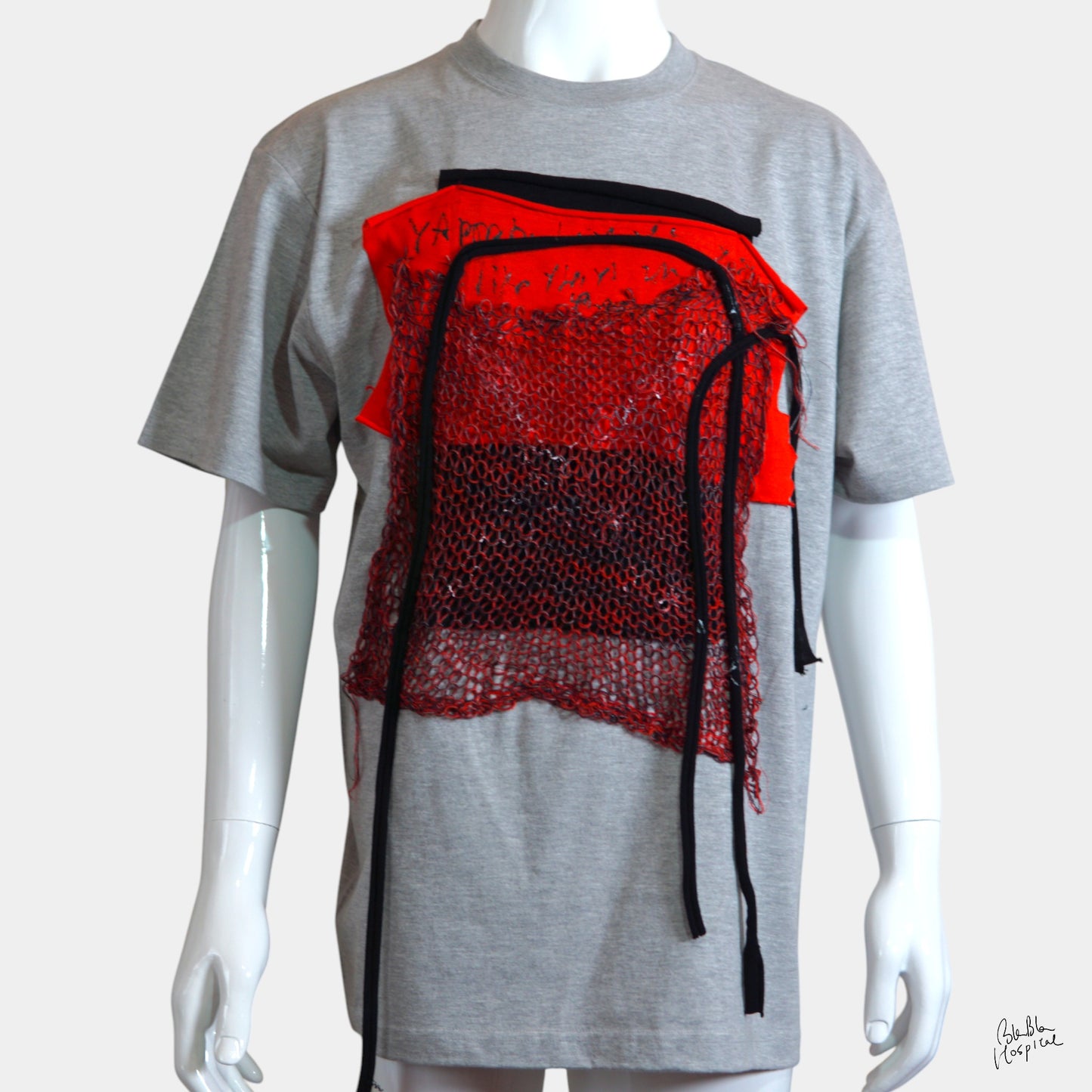 Grey | & Art Knit Patch Design T-shirt