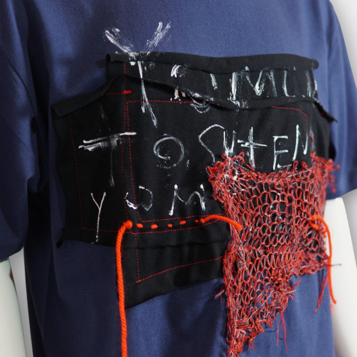 Navy | Art Knit Patch Design T-shirt