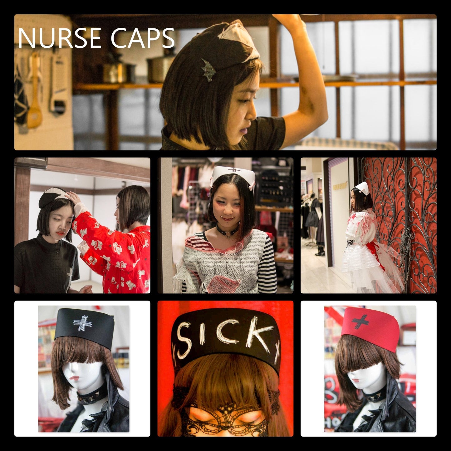 White Hospital OMIMAI Design – Black Nurse Cap