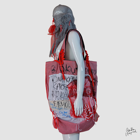 Carry the Whole Blabla World 00.1 | Red and White Gingham　- Art Tote Bag