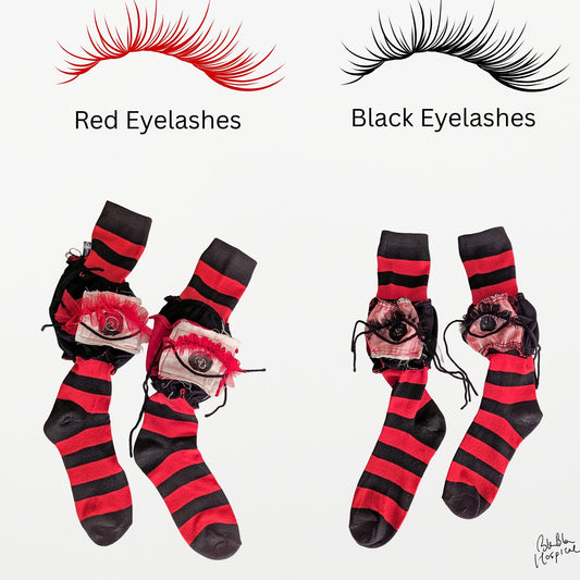 Eyes｜赤黒しましまソックス