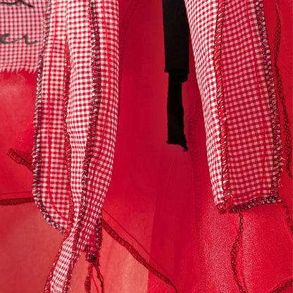 Red Air – No.04 | Sheer Red Organza Gingham  – Layering Piece