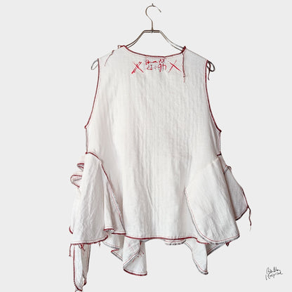 White Ward – No.02 | Black Cross Double Gauze Sleeveless Top