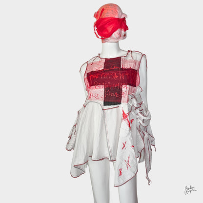 White Ward – No.02 | Black Cross Double Gauze Sleeveless Top