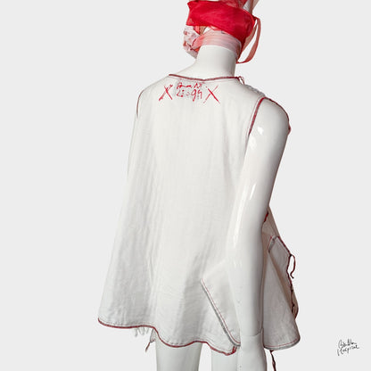 White Ward – No.02 | Black Cross Double Gauze Sleeveless Top