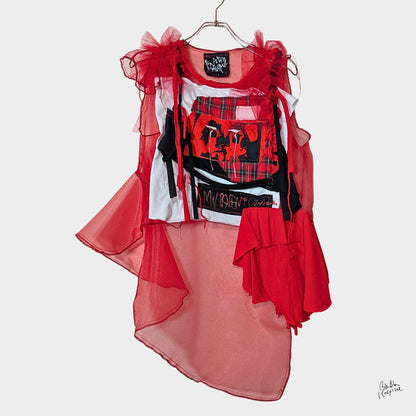 Red Air - No.01 | Red Sheer Organza Top  – Layering Piece