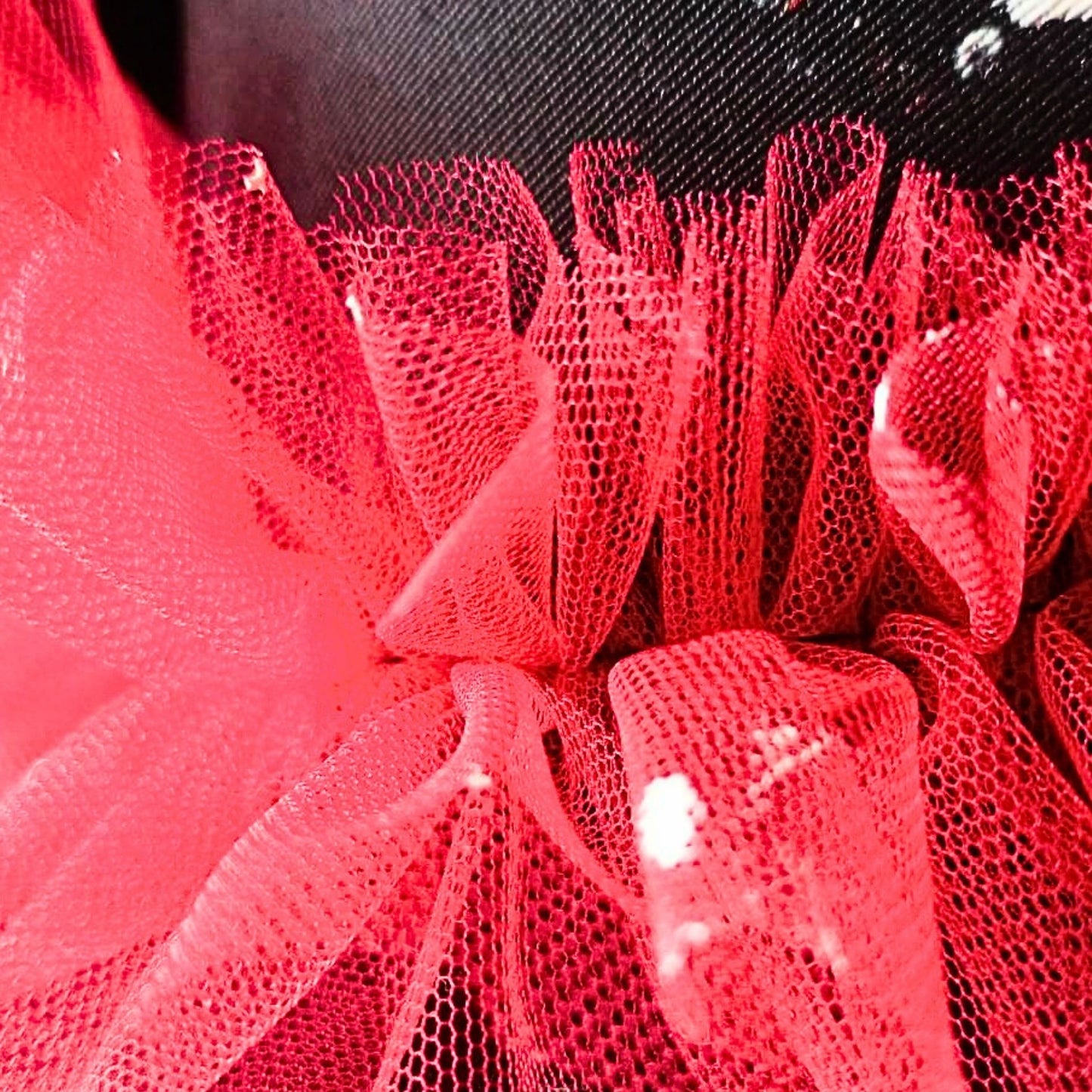 Red tulle frill – Black Nurse Cap