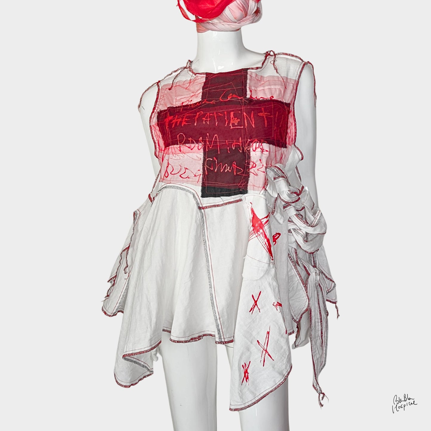 White Ward – No.02 | Black Cross Double Gauze Sleeveless Top