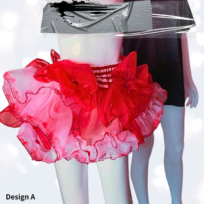裾赤ペイントデザインシリーズ♡赤白シースルーミニスカート　