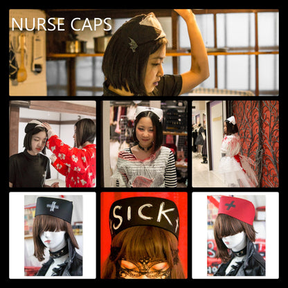 White Hospital OMIMAI Design – Black Nurse Cap