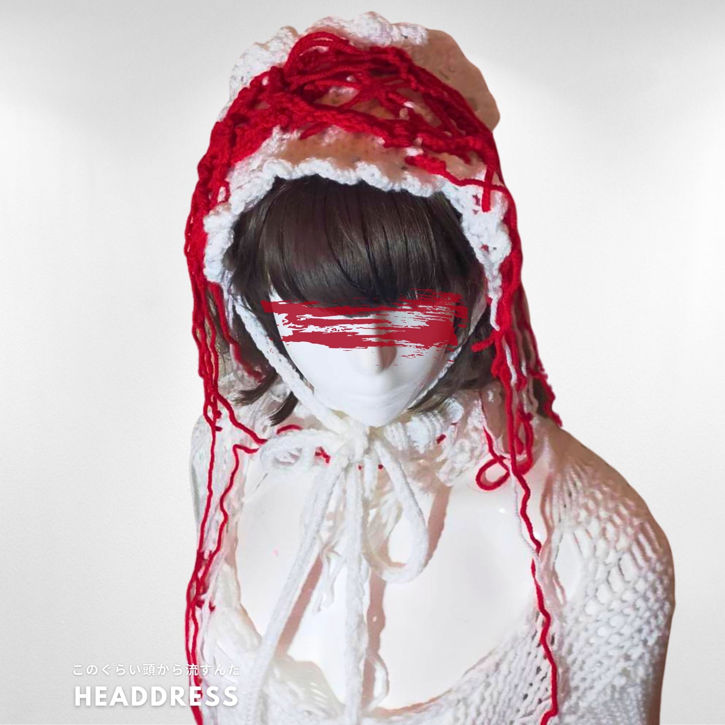 Tokyo Fashion Sick J-Fashion Bloody Lolita Kopfschmuck, handgefertigt, Rot und Weiß