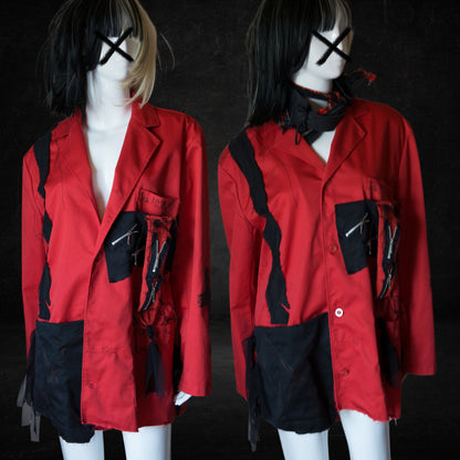 2023NEW!Tokyo Punk Doctor Jacket Black Oversize Red