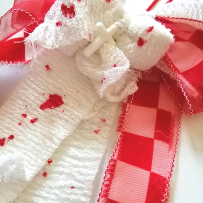 Rote und weiße Bandage Ribbon Hair Ties Yamikawa J Fashion Sweet Sickness Style / Set of Two