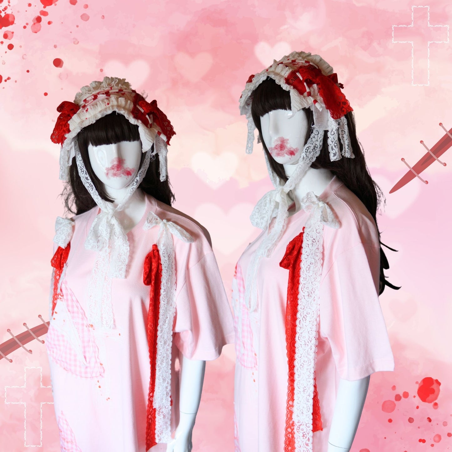 Yami-kawaii, Gothic und Lolita Harajuku Fashion Headdress Bandages Frill