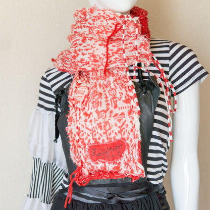 Tokyo Punk Handgefertigter roter und weißer Punk-Schal 【152cm】