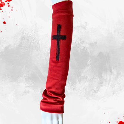 Black Cross Paint J Fashion Gothic Red Armcover -Sold individually