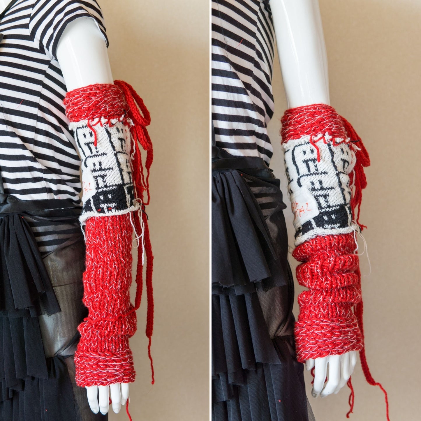 Geistergesichter! Punk Knit J Fashion Armcover Handgefertigt Lange Länge *Einzeln erhältlich