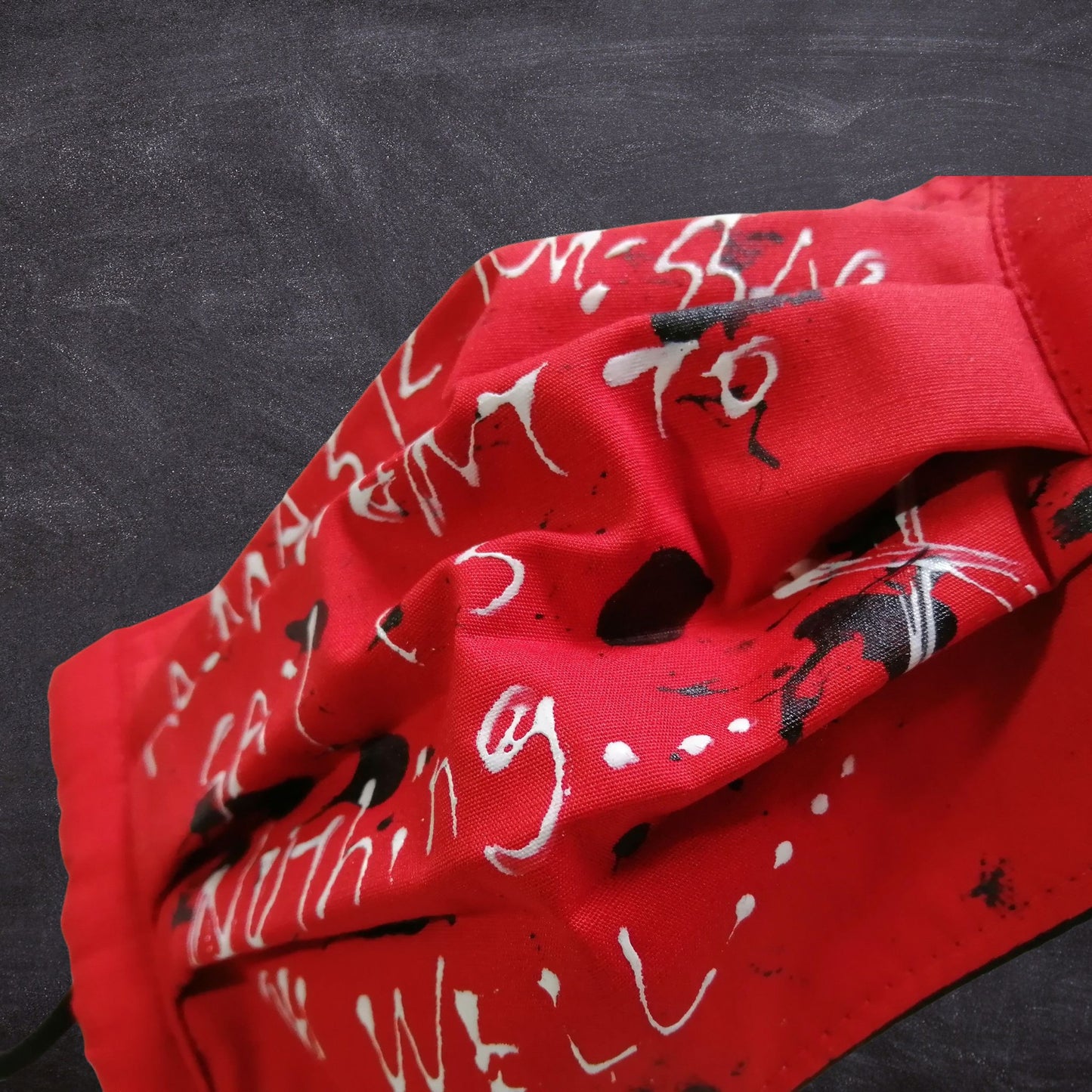 Punk Handwriting Design Bright Red Fashion Mask Handmade