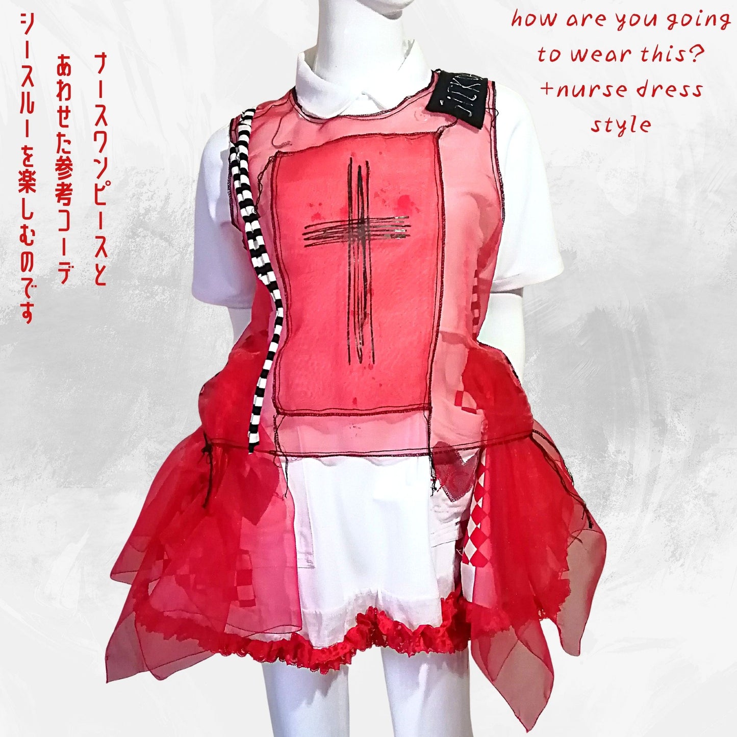 Tokyo Gothic Punk Handmade Cross Paint ärmelloses Pullover-Oberteil