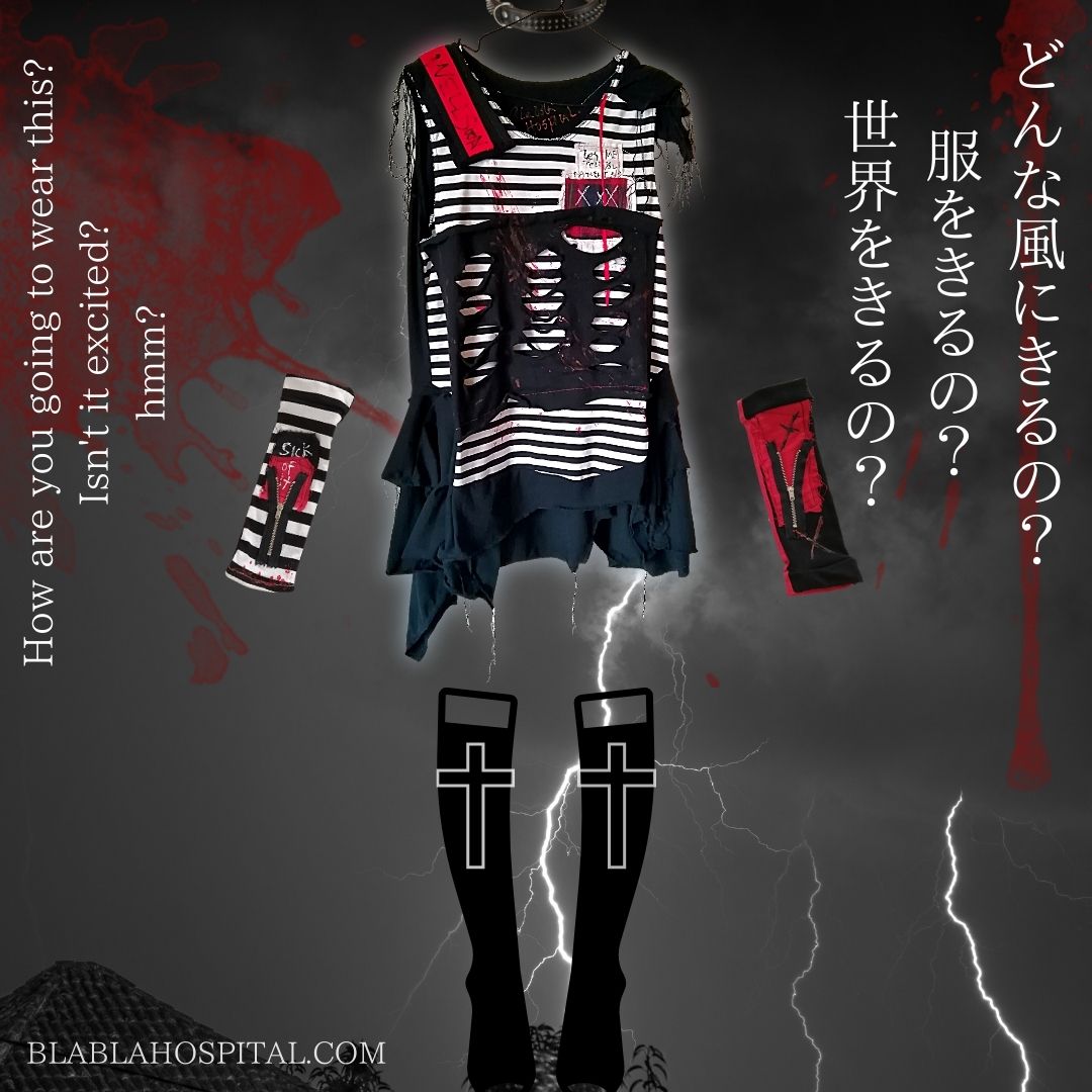 Tokyo Punk Fashion Handgefertigtes ärmelloses Pulloverkleid