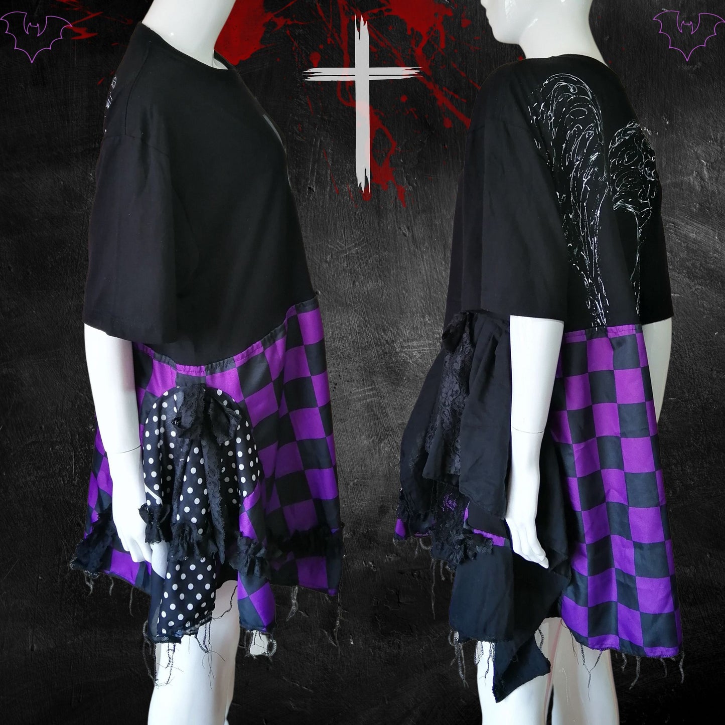 Gothic Lolita Purple and Black T shirt Dress