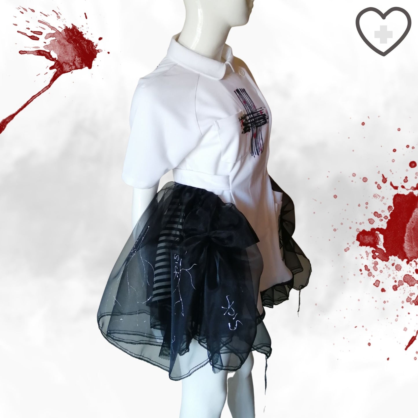 毒かわファッションシック♥ゴスロリ 白黒デザイン ナースワンピース