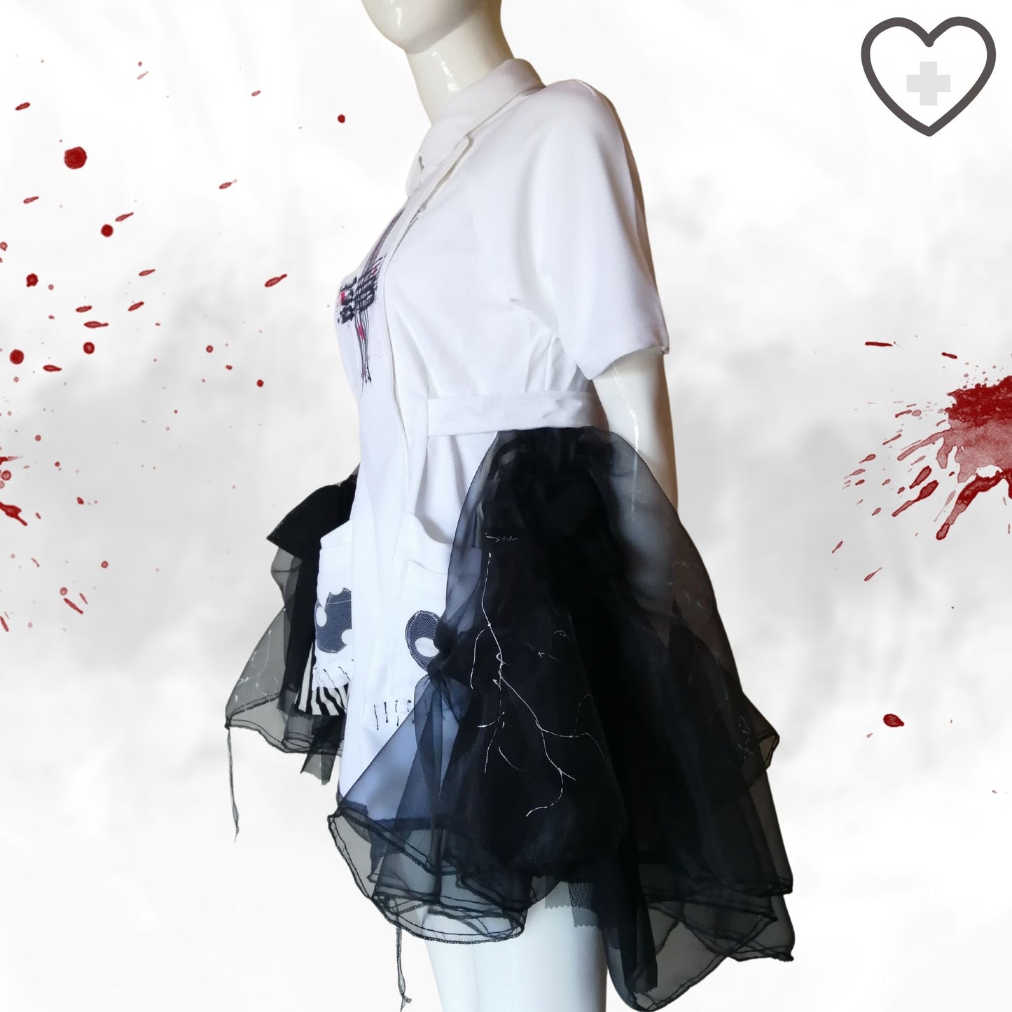 毒かわファッションシック♥ゴスロリ 白黒デザイン ナースワンピース