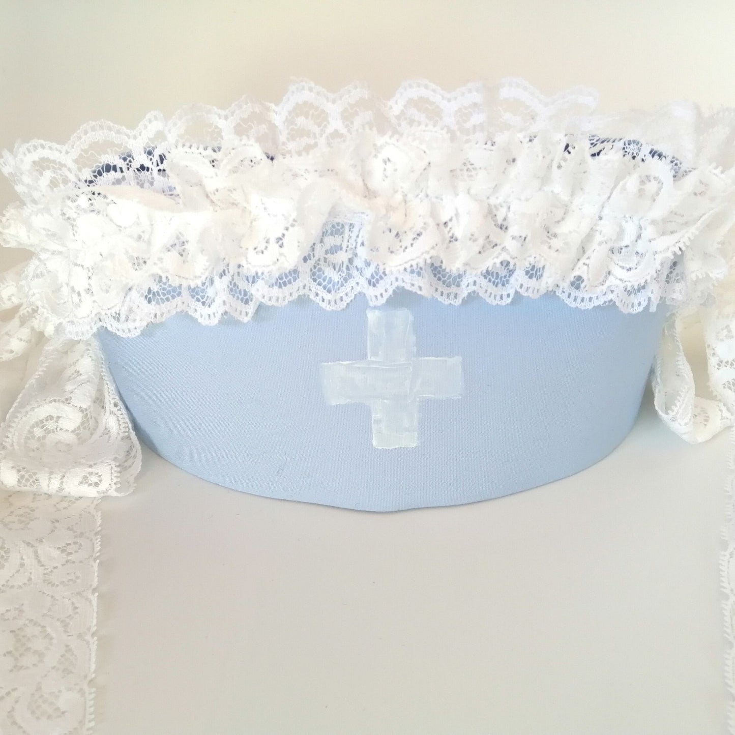 Lolita Blue Nurse Cap White Cross Paint Design